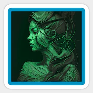 Abstract Green Woman Art Sticker